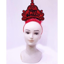 İntora Happy Birthday Neon Kırmızı Doğum Günü Tacı