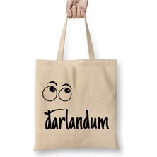 Toyaso Darlandum Karadeniz Sözleri Beyaz Bez Çanta Uzun Saplı Alışveriş Çantası Plaj Çantası