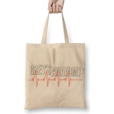 Toyaso Grey´s Anatomy Beyaz Bez Çanta Uzun Saplı Alışveriş Çantası Plaj Çantası
