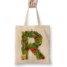 Toyaso Yeni Yıl Yılbaşı Özel R Harfli Mutlu Yıllar Bez Çanta Uzun Saplı Alışveriş Çantası Plaj Çantası