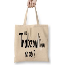 Toyaso Karadeniz Söz He Trabzon Beyaz Bez Çanta Uzun Saplı Alışveriş Çantası Plaj Çantası