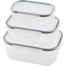 Vanch 3pcs Quick Sızdırmaz Saklama Kabı Seti Şeffaf Kap - Buğulu-Contalı Kapak  500-1000-1700ML (5264)