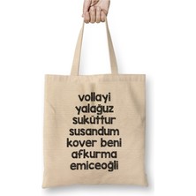 Toyaso Karadeniz Sözleri Afkurma Emiceoğli Beyaz Bez Çanta Uzun Saplı Alışveriş Çantası Plaj Çantası
