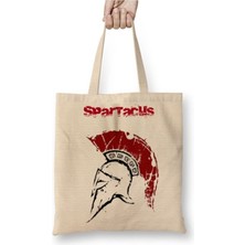 Toyaso Spartacus Beyaz Bez Çanta Uzun Saplı Alışveriş Çantası Plaj Çantası