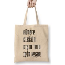 Toyaso Komik Söz Künefe Gibisin Dışın Tatlı Için Kaşar Bez Çanta Uzun Saplı Alışveriş Çantası Plaj Çantası