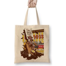 Toyaso Hot Dogs Beyaz Bez Çanta Uzun Saplı Alışveriş Çantası Plaj Çantası