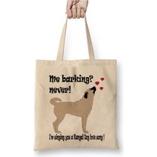 Toyaso Kangal Dog Love Song Sivas Beyaz Bez Çanta Uzun Saplı Alışveriş Çantası Plaj Çantası