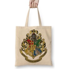 Toyaso Hogwarts Pokemon Beyaz Bez Çanta Uzun Saplı Alışveriş Çantası Plaj Çantası