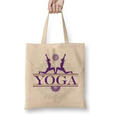 Toyaso Yoga Practice Beyaz Bez Çanta Uzun Saplı Alışveriş Çantası Plaj Çantası