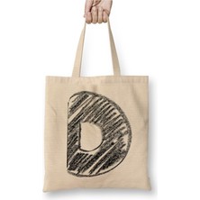 Toyaso D Harfi Beyaz Bez Çanta Uzun Saplı Alışveriş Çantası Plaj Çantası