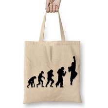 Toyaso Evolution Of Shoryuken Street Fighter Beyaz Bez Çanta Uzun Saplı Alışveriş Çantası Plaj Çantası