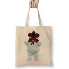 Toyaso Stay Puft Marshmallow Demogorgon Stranger Things Bez Çanta Uzun Saplı Alışveriş Çantası
