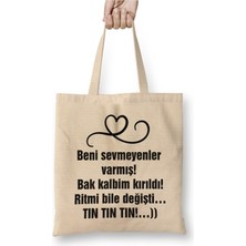 Toyaso Komik Söz Beni Sevmeyenler Varmış Beyaz Bez Çanta Uzun Saplı Alışveriş Çantası Plaj Çantası