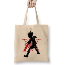 Toyaso Crimson Hunter x Hunter Beyaz Bez Çanta Uzun Saplı Alışveriş Çantası Plaj Çantası