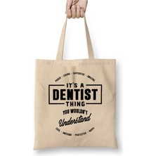 Toyaso Dentist Diş Hekimi Beyaz Bez Çanta Uzun Saplı Alışveriş Çantası Plaj Çantası