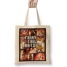 Toyaso Fairy Tail Natsu Dragneel Gta Style Beyaz Bez Çanta Uzun Saplı Alışveriş Çantası Plaj Çantası