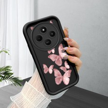 Hontinga Xiaomi Redmi 14C A4 5g Uyumlu Telefon Kılıfı Düşüme Önleyici Basitlik Anti Düşme Kamera Korumali Kelebek Darbe Önleyici Siyah Desen Ince Yumuşak Silikon Telefon Kılıfı K2-0062