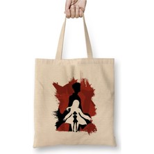 Toyaso Steins Gate The Time Traveler Beyaz Bez Çanta Uzun Saplı Alışveriş Çantası Plaj Çantası