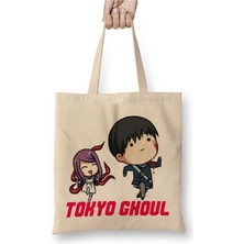 Toyaso Tokyo Ghoul Kaneki Correndo Beyaz Bez Çanta Uzun Saplı Alışveriş Çantası Plaj Çantası