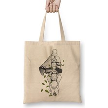 Toyaso Naruto Story Beyaz Bez Çanta Uzun Saplı Alışveriş Çantası Plaj Çantası