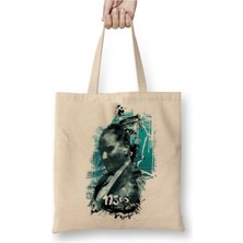 Toyaso Mustafa Kemal Atatürk 07 Beyaz Bez Çanta Uzun Saplı Alışveriş Çantası Plaj Çantası