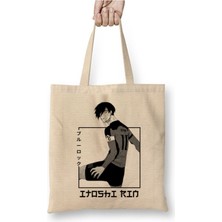 Toyaso Blue Lock Itoshi Rin Anime Beyaz Bez Çanta Uzun Saplı Alışveriş Çantası Plaj Çantası