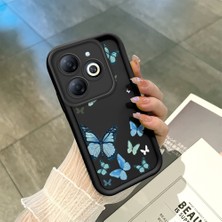 Hontinga Tecno Spark 20 Pro 20C Spark Go 2024 Spark 10 Pro Pop 8 Uyumlu Telefon Kılıfı Düşüme Önleyici Basitlik Anti Düşme Kamera Korumali Kelebek Siyah Desen Ince Yumuşak Silikon Telefon Kılıfı K2-0062