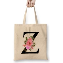 Toyaso Z Harfi Beyaz Bez Çanta Uzun Saplı Alışveriş Çantası Plaj Çantası