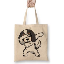 Toyaso Dabbing Tricolor Cavalier King Charles Spaniel Dogs Bez Çanta Alışveriş Çantası Plaj Çantası