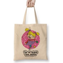 Toyaso Rugrats Angelica Beyaz Bez Çanta Uzun Saplı Alışveriş Çantası Plaj Çantası