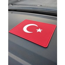 Stilix Garage Türk Bayraklı Logolu Kaymaz Torpido Üstü Ped 20X13.5 cm