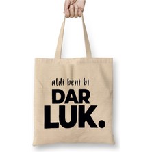 Toyaso Aldi Beni Bi Darluk Karadeniz Beyaz Bez Çanta Uzun Saplı Alışveriş Çantası Plaj Çantası