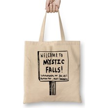 Toyaso Supernatural Welcome To Msytic Falls Beyaz Bez Çanta Uzun Saplı Alışveriş Çantası Plaj Çantası
