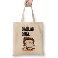 Toyaso Karadeniz Sözleri Darlandum Darlan Dum Beyaz Bez Çanta Uzun Saplı Alışveriş Çantası Plaj Çantası
