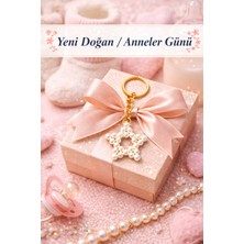 Crystal Atelier 15 Adet İncili Yıldız Anahtarlık - Bebek Mevlidi, Düğün, Nişan, Sünnet ve Anneler Günü Hediyelik