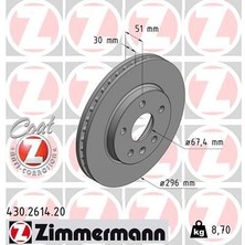 Zimmermann Zımmermann 430.2614.20 - Ön Fren Aynası Insıgnıa A 08 Saab 9-5 YS3G 10 16 Jant 296×30X5DLXHAVALI 13501307-569063