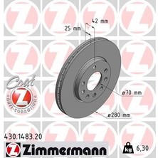 Zimmermann Zımmermann 430.1483.20 - Ön Fren Aynası Astra H 04 Combo C 03 Merıva B 10 Zafıra B 05 280×25X5DL Havalı 95526655