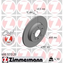 Zimmermann Zımmermann 600.3213.20 - Arka Fren Aynası Transporter Iv 1.9td 2.4d 2.5 Tdi 05/96-04/03 280×12X5DL 986478871-DF4047