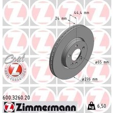 Zimmermann Zımmermann 600.3260.20 - Ön Fren Diski 276×24X5DLXHAVALI Audı-Seat-Kamıq-Polo 2017