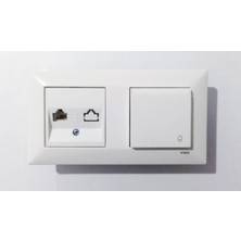 Viko Meridian Beyaz Ikili Set  Numeris(Telefon Prizi ) , Kapaklı Priz