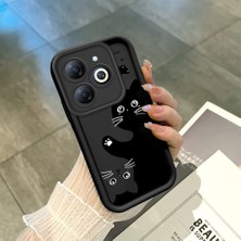 Hontinga Tecno Spark 20 Pro 20C Spark Go 2024 Spark 10 Pro Pop 8 Uyumlu Telefon Kılıfı Düşüme Önleyici Basitlik Anti Düşme Kamera Korumali Kedi Siyah Desen Ince Yumuşak Silikon Telefon Kılıfı K2-0074