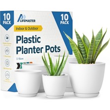 Hype Store Lifemaster 10 Adet Drenajlı Bitki Saksısı - 5 Plastik Saksı Seti - 5 Boyutta Iç Mekan/dış Mekan Saks