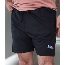 Besa Dünyası Erkek Siyah File Iç Astarlı Hızlı Kuruma Özellikli Mayo Havuz ve Deniz Şortu