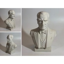 TSC Atatürk Büstlü 14 cm Şık Dekoratif Masa Üstü Hediyelik Ürün Beyaz Renk