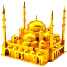 TSC The Blue Mosque  Sultanahmet Camii Gold Renk Cami Figürlü Özel Tasarım 14 cm Dekoratif Ev Ofis