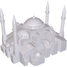 TSC Ayasofya Cami Figürü Minimal Tasarım 14 cm Dekor Hediyelik Beyaz Renk