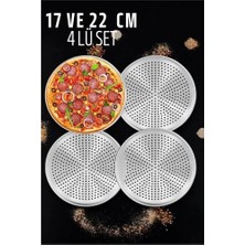 LTG Nova Bfs Delikli Pizza Lahmacun Tepsisi Çelik 17 ve 22 cm 4 Lü Set