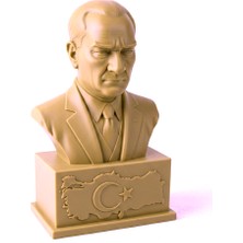 TSC Atatürk Büstü Masaüstü Heykelcik 14 cm Ev Ofis Masa Dekoru Anlamlı Hediyelik Bronz Renk