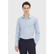 Ramsey Mavi Regular Fit Dokuma Klasik %100 Pamuk Gömlek