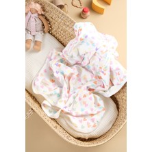 Bondberro Çift Taraflı Interlok Örtü & Battaniye   Pamuk Oeko-Teks Sertifikalı 100 x 85 cm ( Renkli kalp )